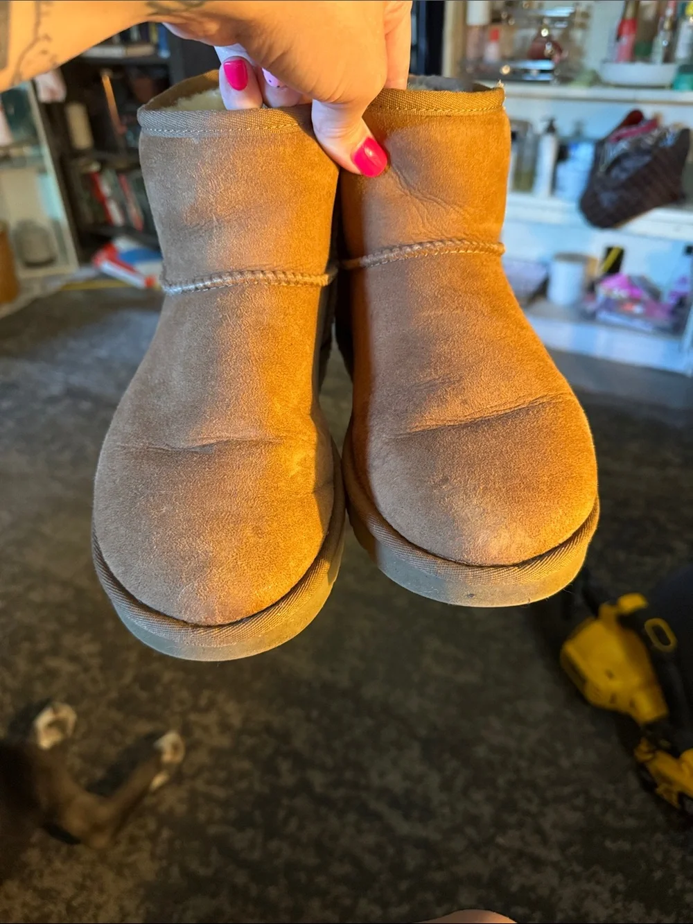 UGG Chestnut Suede Short Shearling Boots